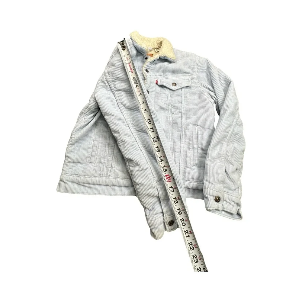 Levi's Jacket Mens S Light Blue Sherpa Lined Corduroy Trucker Jacket 36137-0047